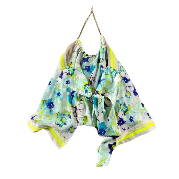 NWT Express Multicolored Floral Gold-Tone Chain Halter Top Women's Size XS - Picture 3 of 5